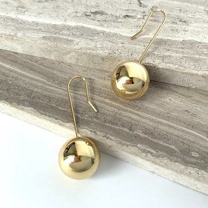 NEW~ Anthropologie Gold Ball Drop Earrings